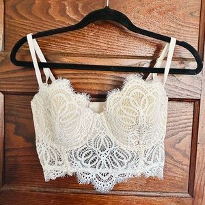 Victorias Secret Longline Ultra-Push Up White Lace Bra